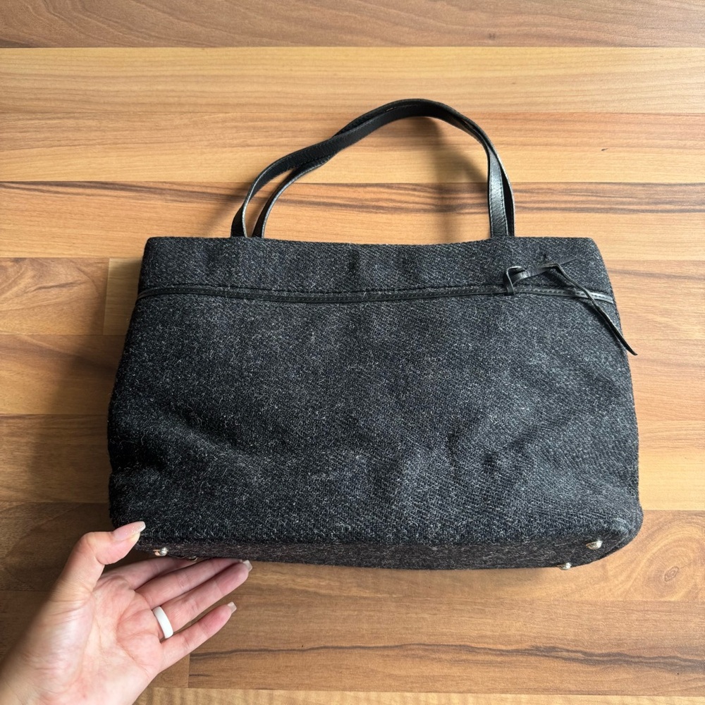 Kate Spade Wool‎ and  Leather Trim Shoulder Bag Purse With Bow Accent